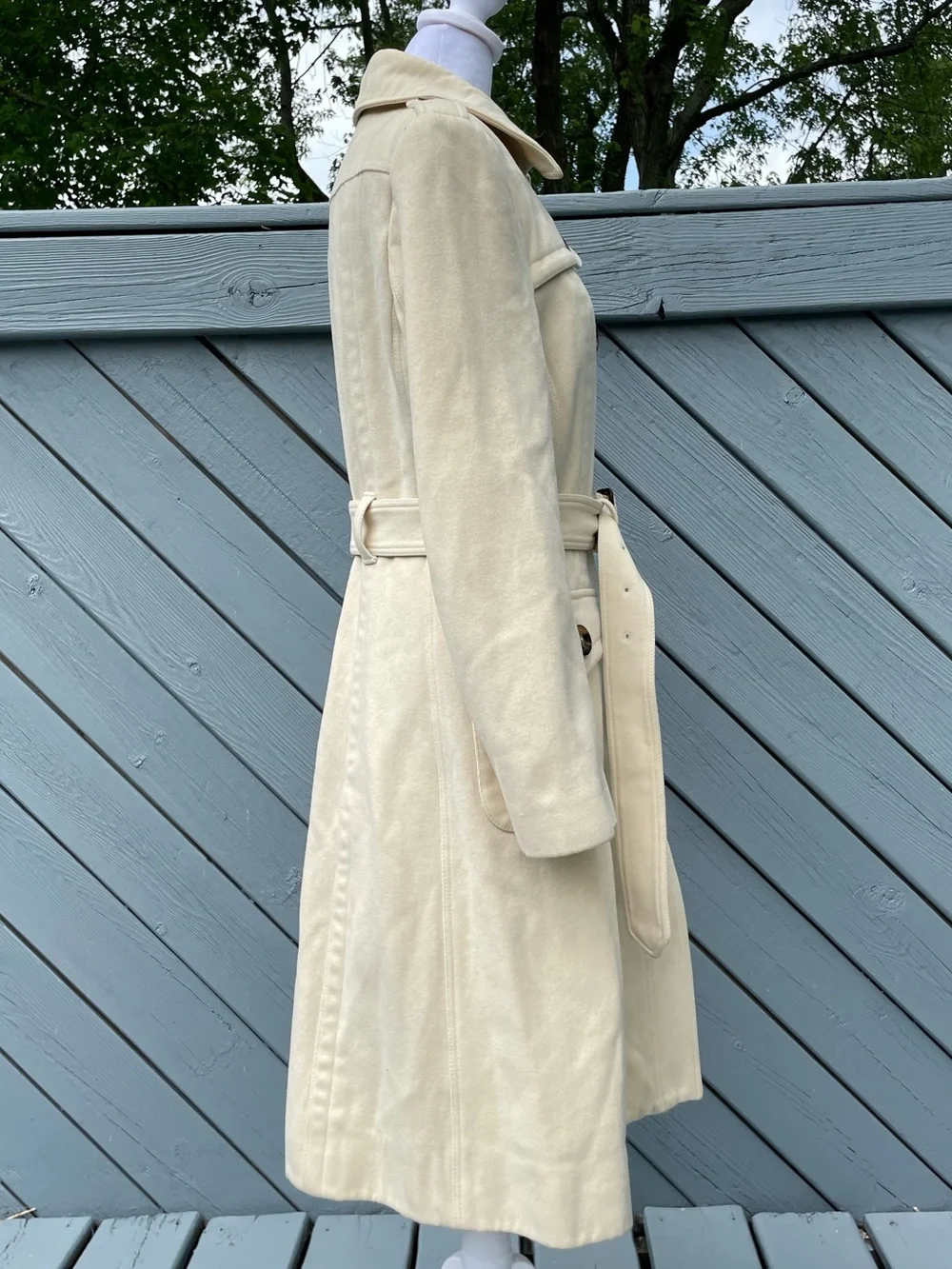 Burberry London Belted Long Trench Coat with Tortoiseshell Buttons sz 10 - Picture 3 of 15